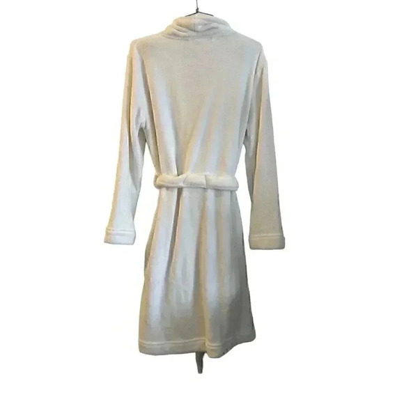 CALVIN KLEIN Plush Bridal White Bathrobe Lounge Pockets Sash/Belt Womens Sz XS/S - Picture 7 of 16